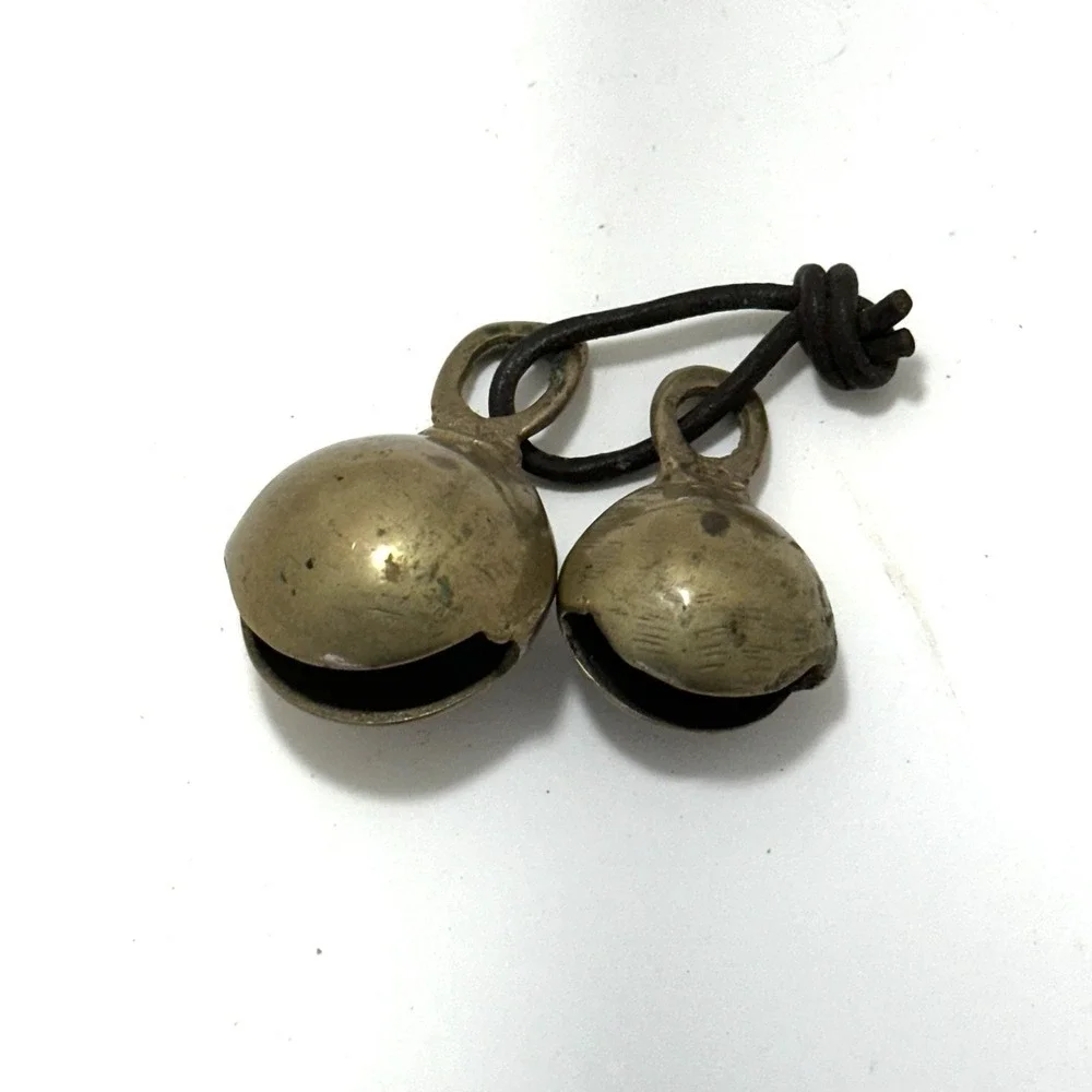 2 Pc Antique Brass Handcrafted Fine Quality Small Unique Cow Bells Shakers